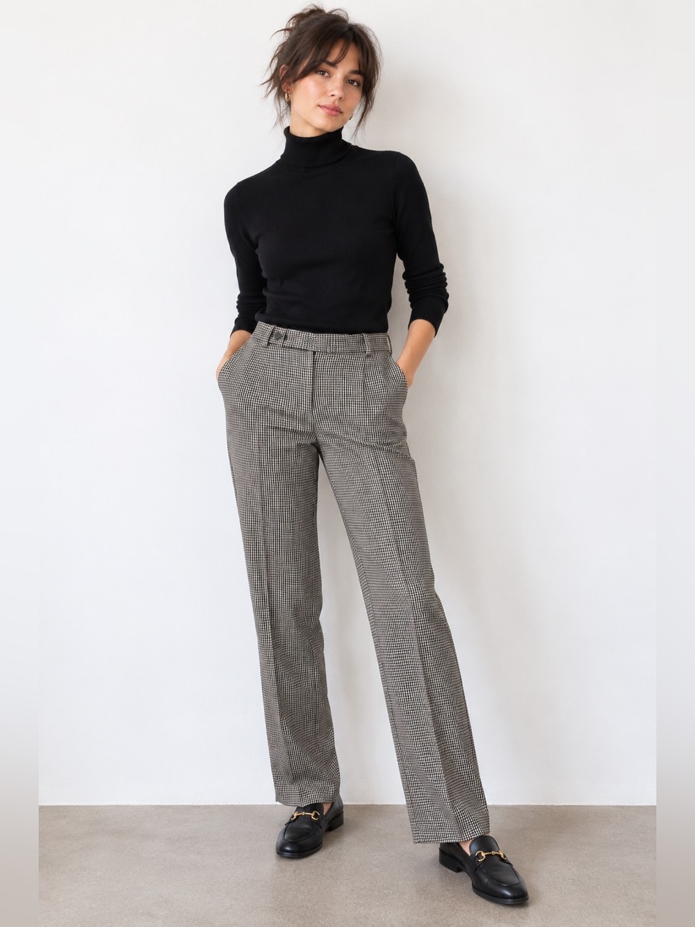 Lauren Ralph Lauren 100% Wool Houndstooth Straight Leg Pants Size 12